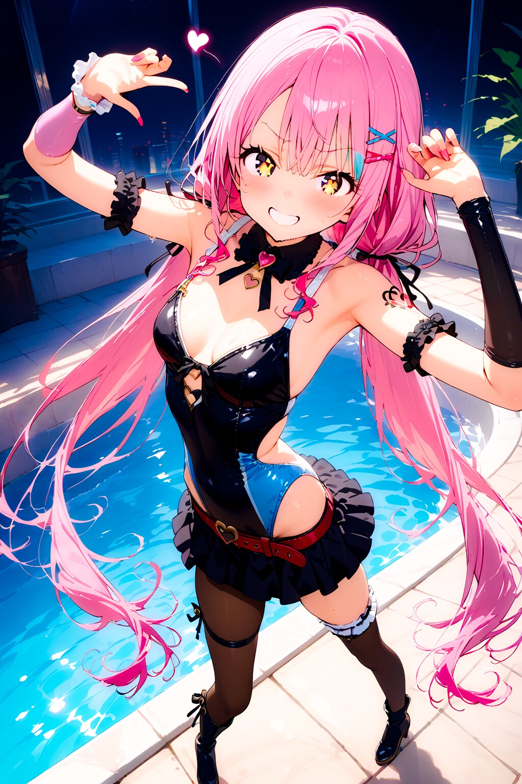 ゆめかわピンクの競泳水着ギャルちゃん！