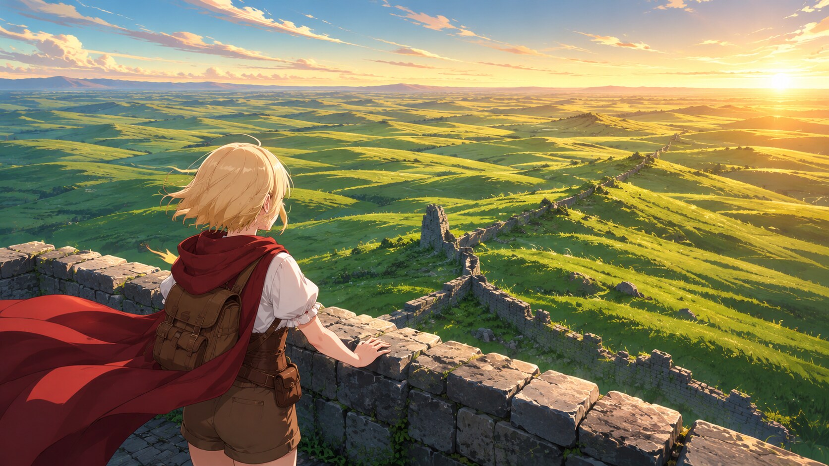 地平線に続く城壁跡 | の人気AIイラスト・グラビア