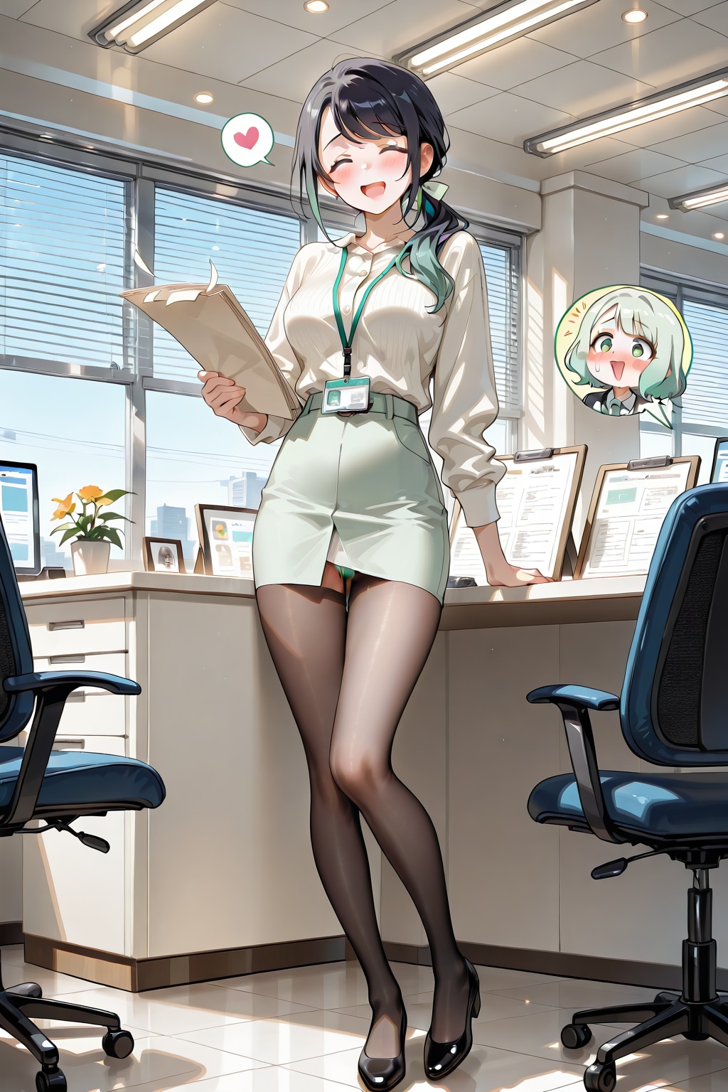 笑顔で出迎え「お疲れ様！」☘️仲良しな同僚の坂下さん💻️👩８