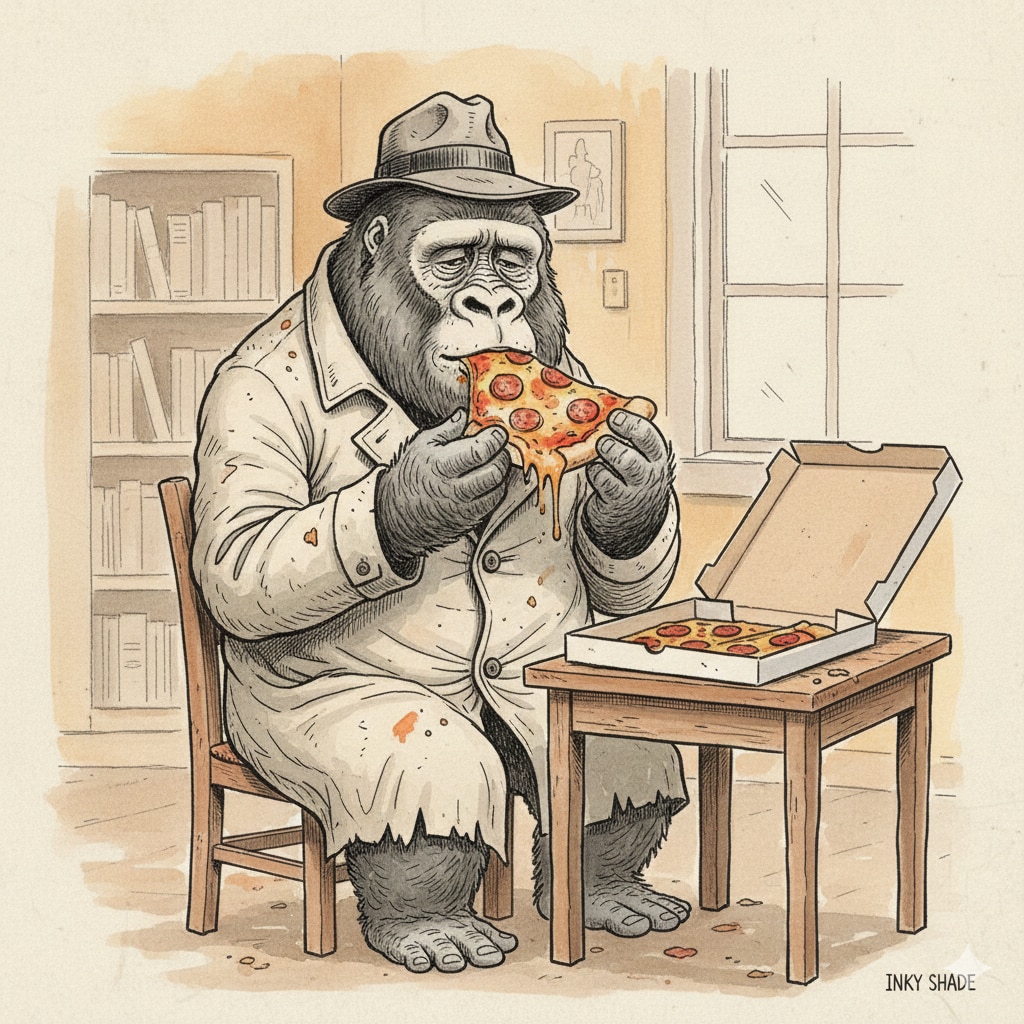 センチメンタルゴリラ、ピザを食べる。 | の人気AIイラスト・グラビア