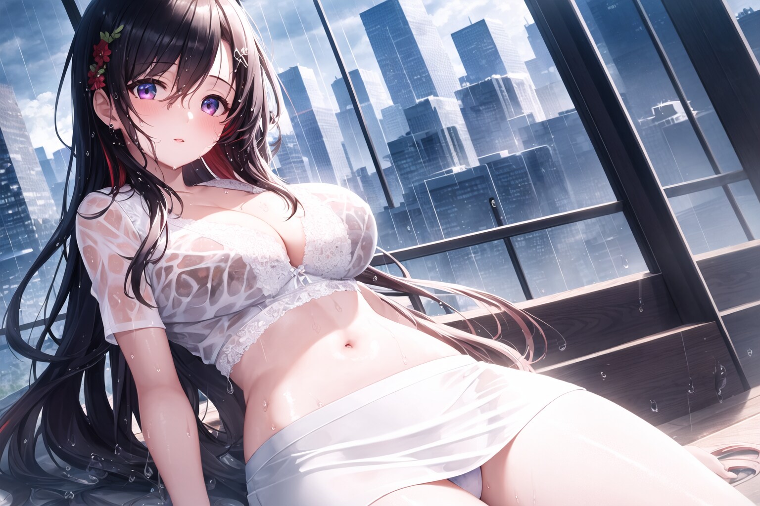 雨濡れお姉さん