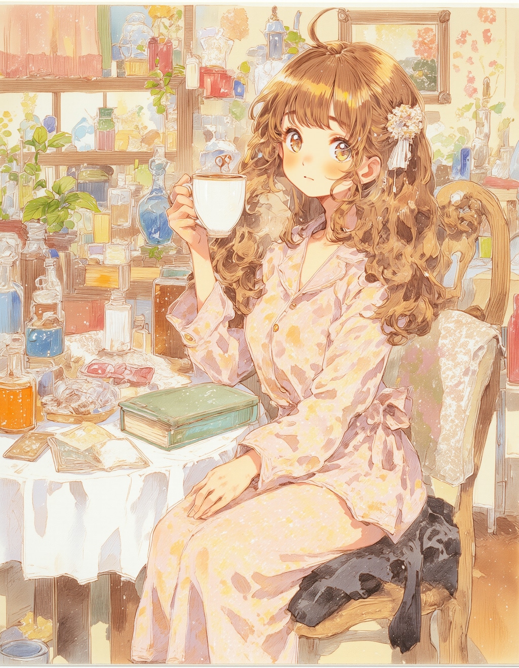 パジャマでコーヒー