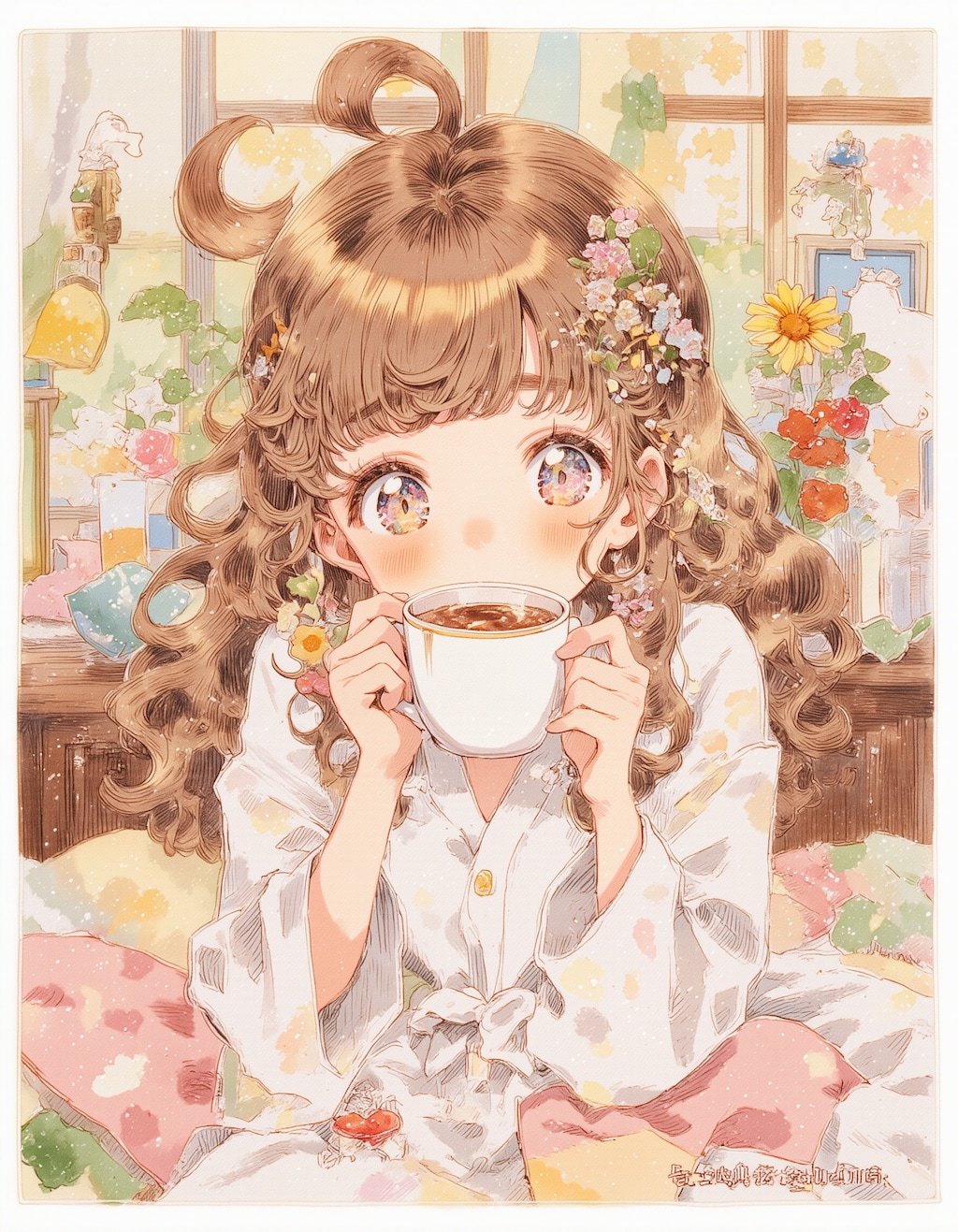 パジャマでコーヒー