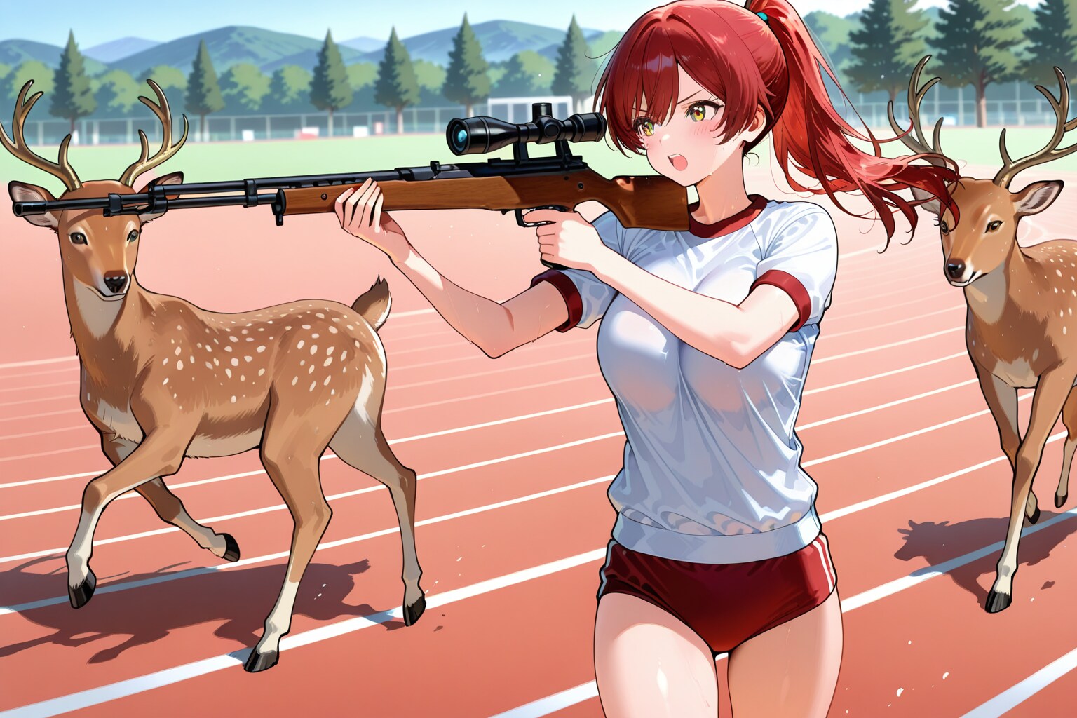 鹿を狙う子