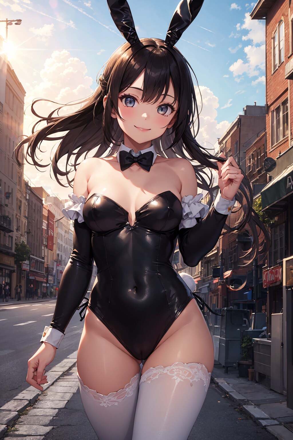 街中のバニーガール
