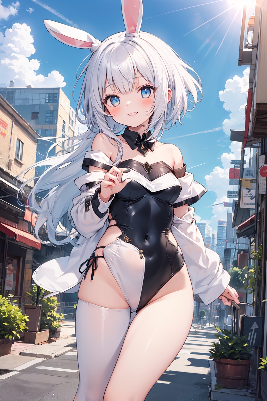 街中のバニーガール