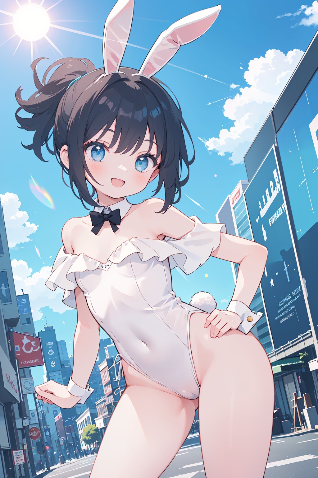 街中のバニーガール