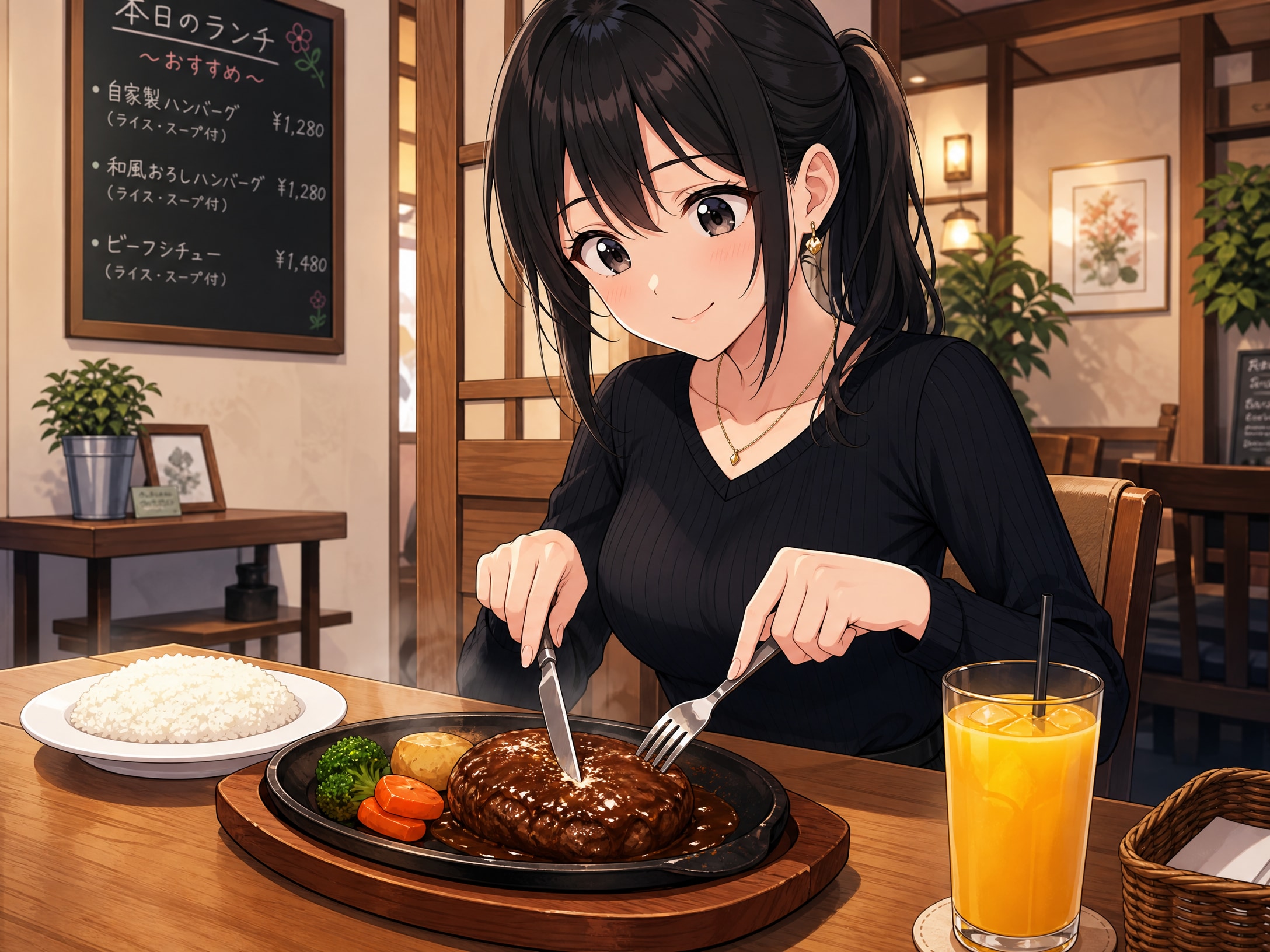 お昼は？ハンバーグ！