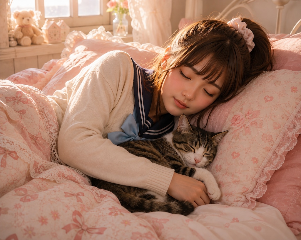 ポニーテールちゃんと猫