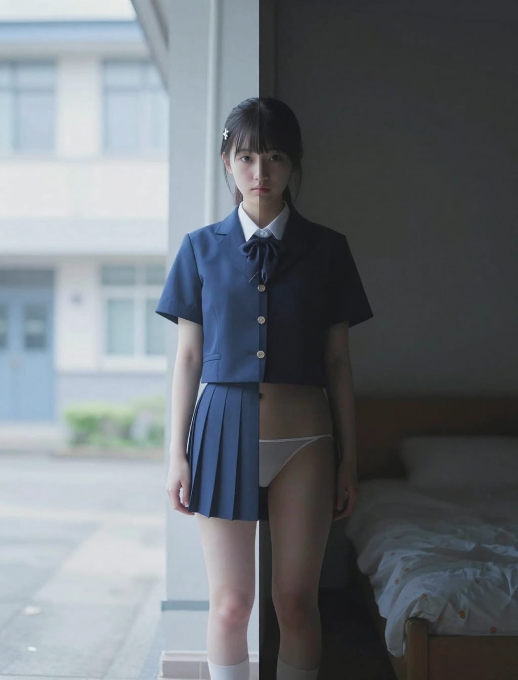 【50/50】制服と下着のハーフアンドハーフ