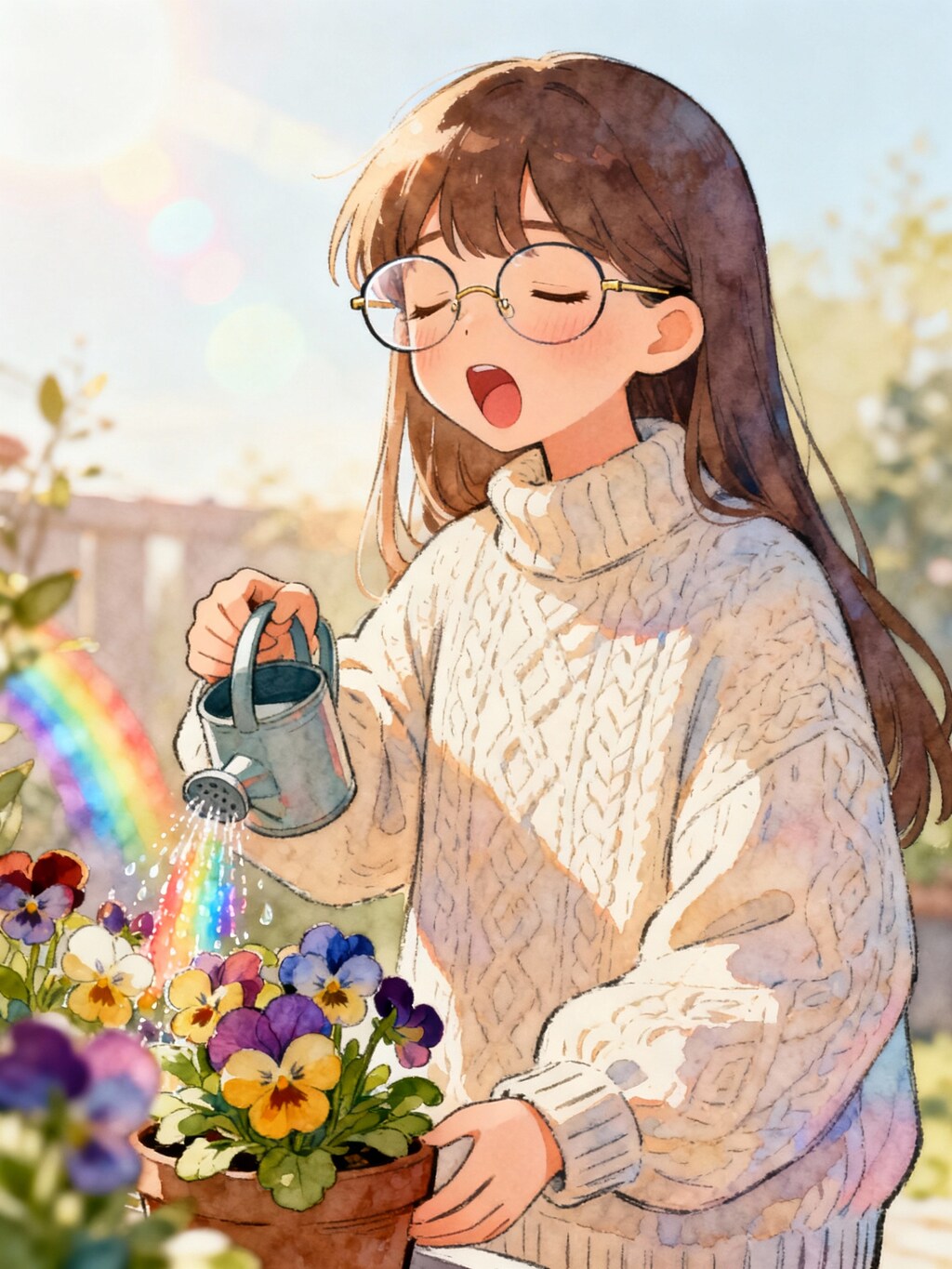 パンジーさんはいつも早起きね～