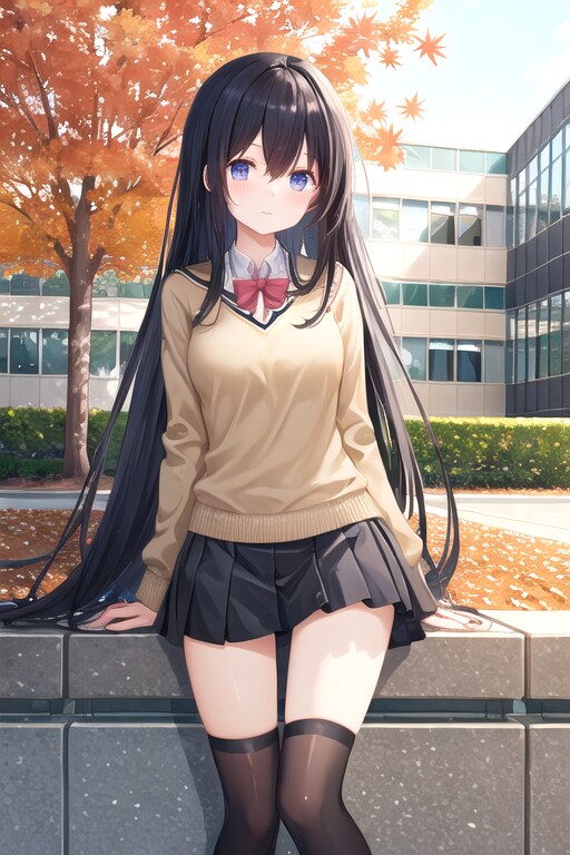 紅葉と女の子２ | の人気AIイラスト・グラビア