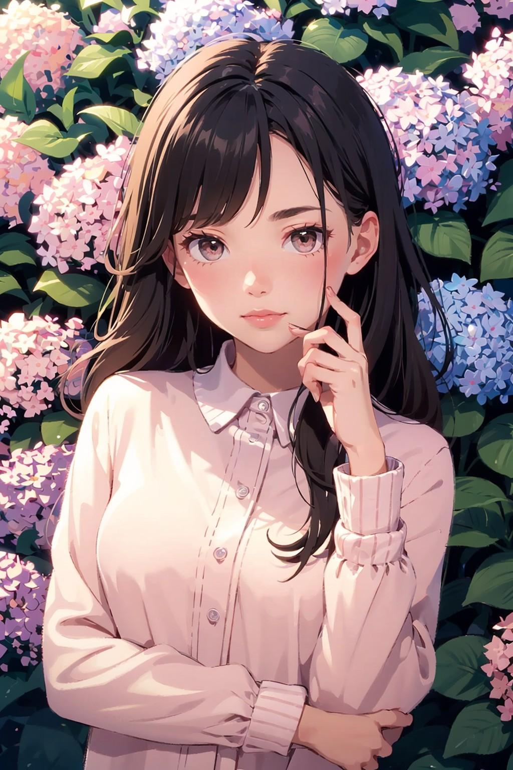 紫陽花の花と | の人気AIイラスト・グラビア