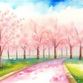 桜、水彩 2枚目