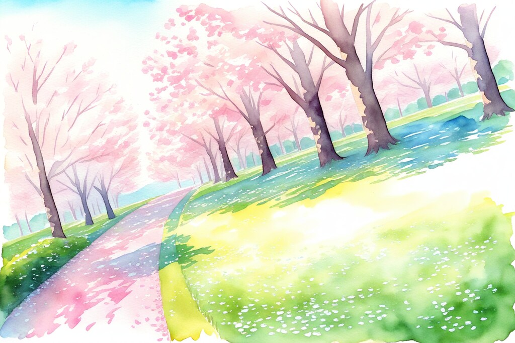 桜、水彩