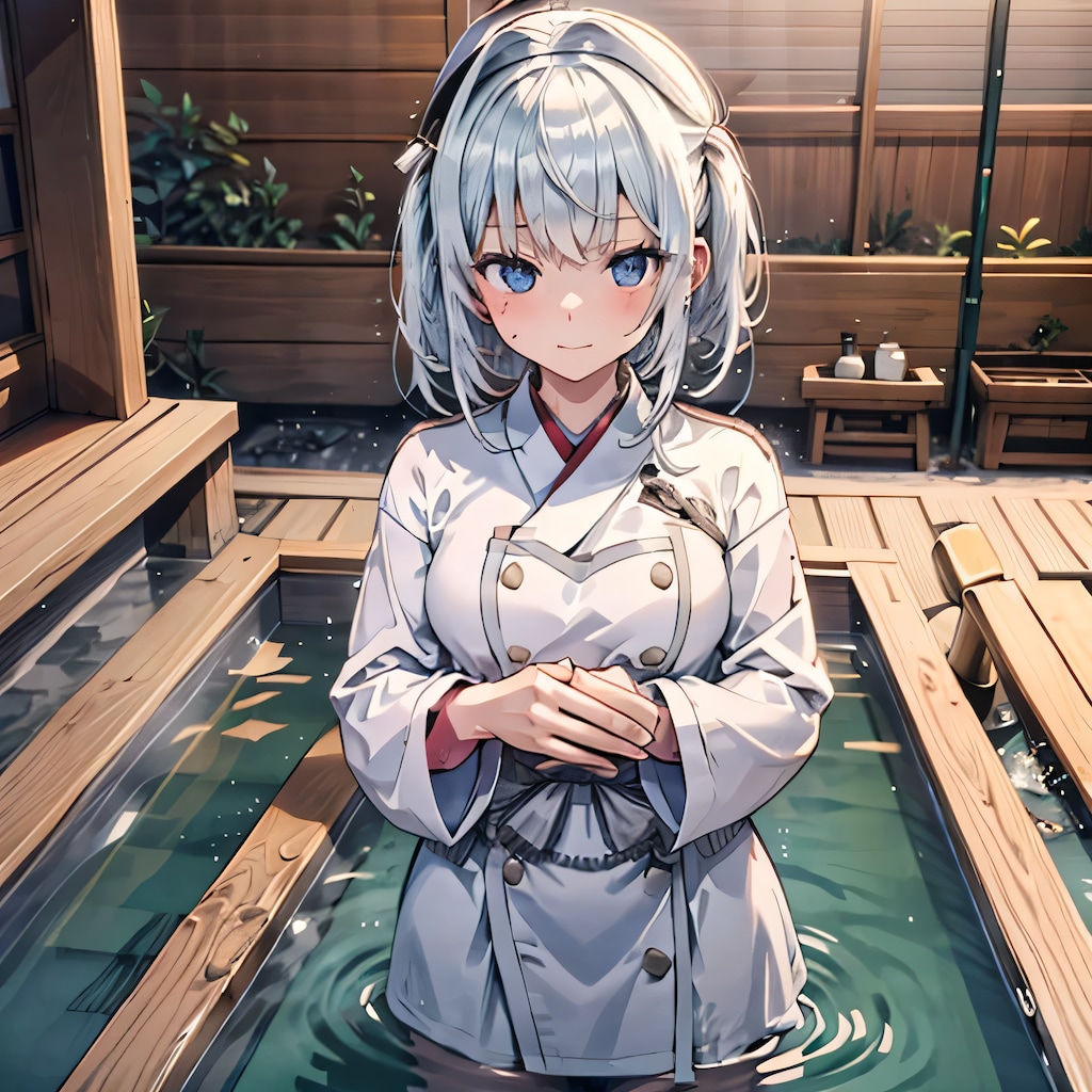 白髪ボブでお風呂の少女３