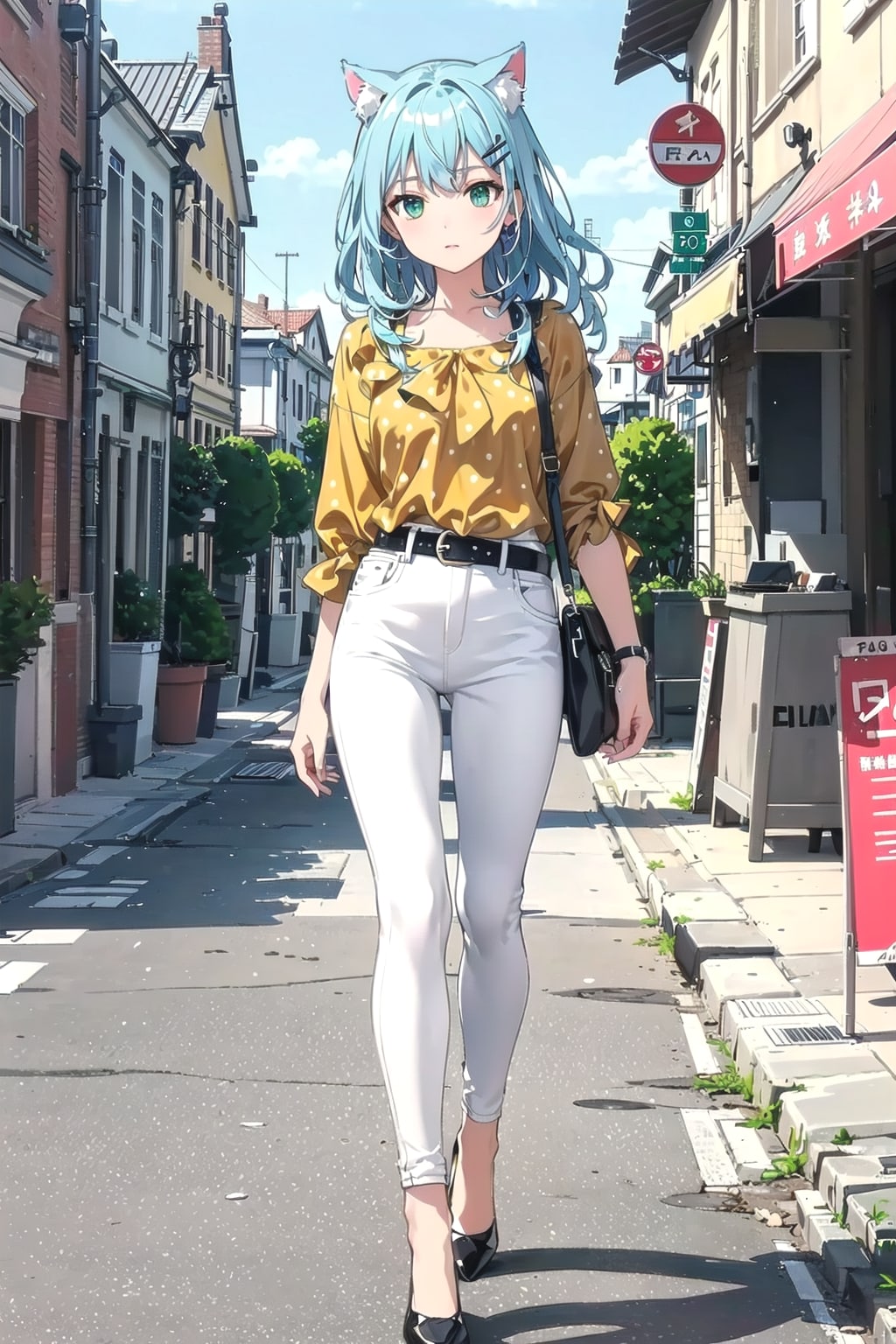 ホワイトデニムで街歩き🐱✨