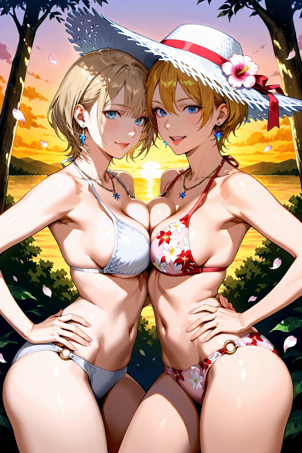 麦わら花柄ビキニ