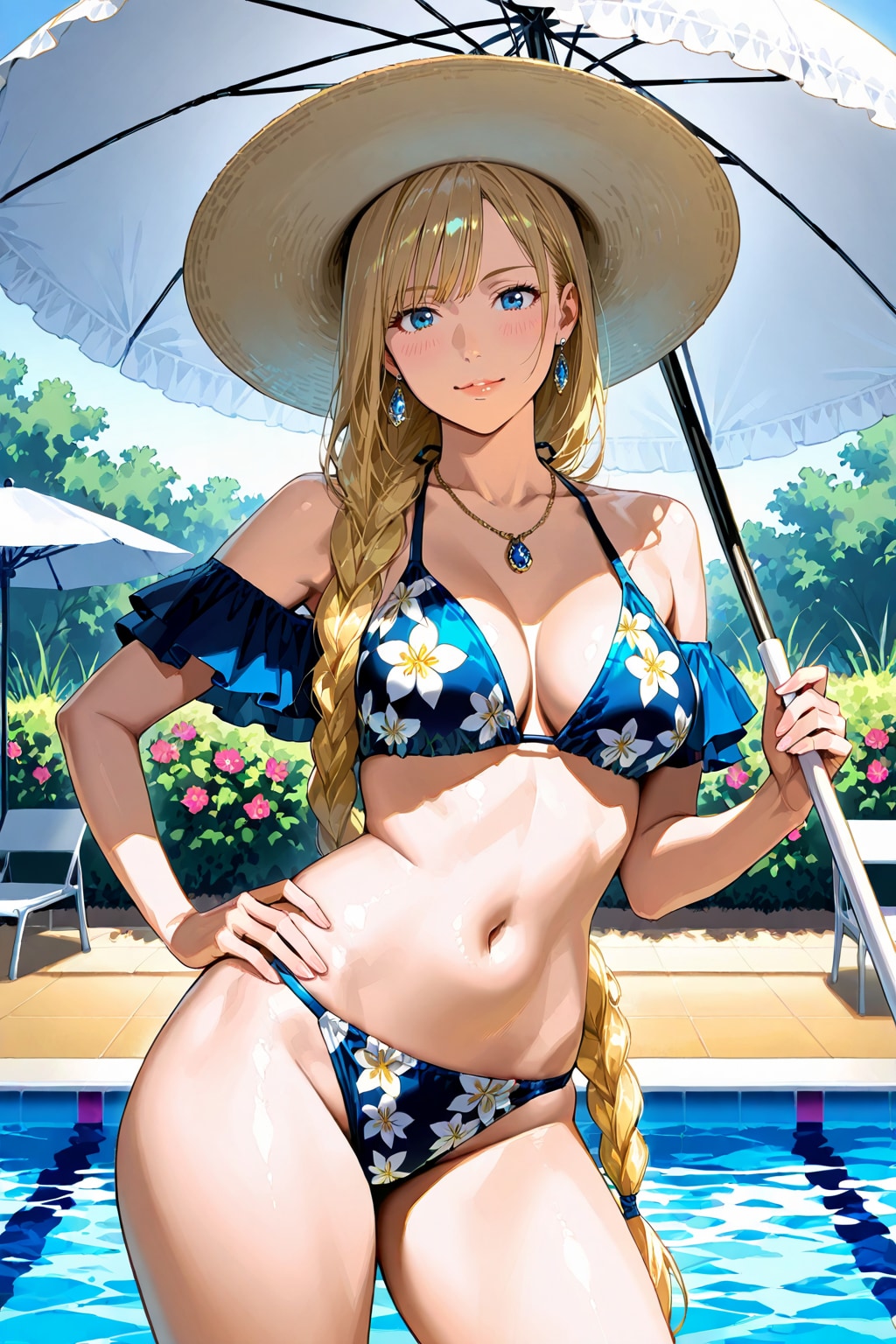 麦わら花柄ビキニ