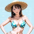 麦わら花柄ビキニ 6枚目