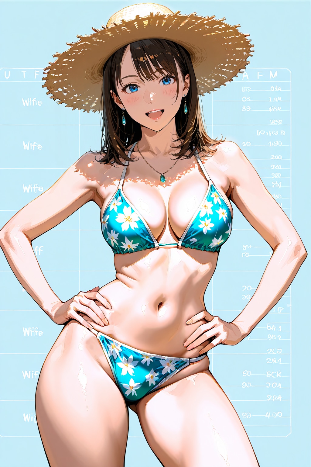 麦わら花柄ビキニ