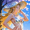 麦わら花柄ビキニ 5枚目