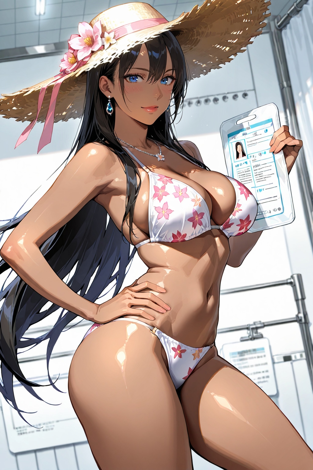 麦わら花柄ビキニ