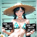 麦わら花柄ビキニ 2枚目