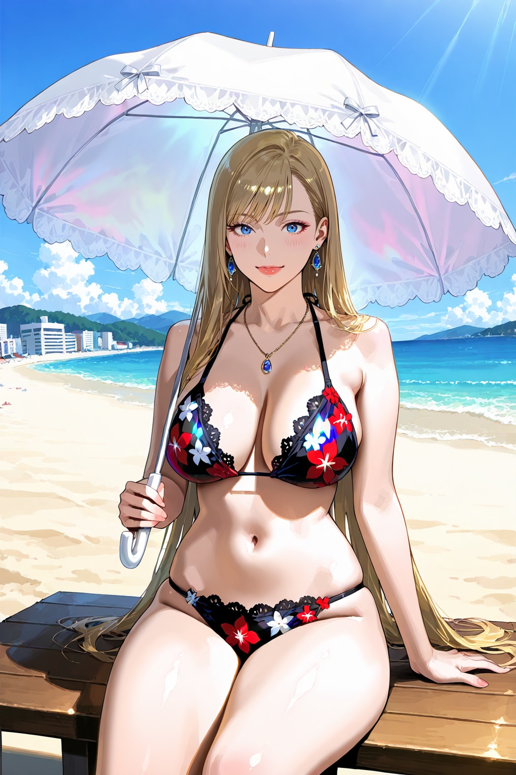 麦わら花柄ビキニ