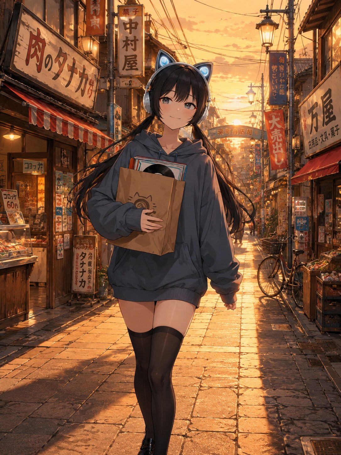 猫耳ヘッドホンの女の子 | の人気AIイラスト・グラビア