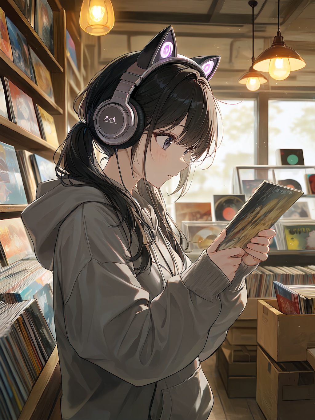 猫耳ヘッドホンの女の子