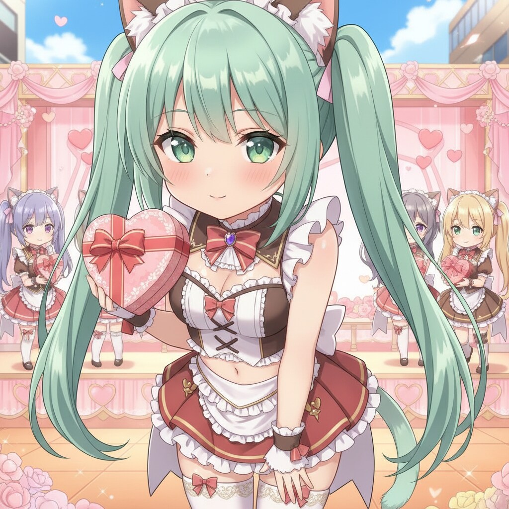 みどツイにゃん。2月14日 #バレンタインデー。バレンタインメイド。