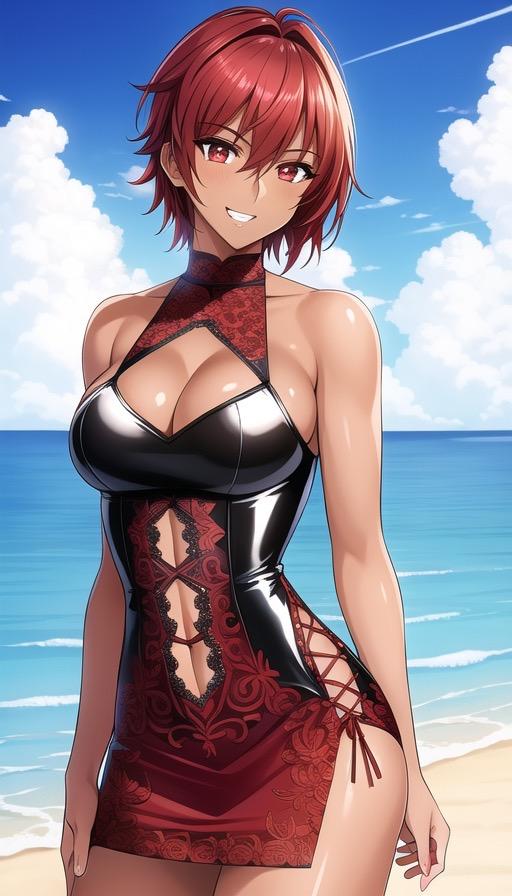 ボディコンスーツ美女inビーチイラスト集