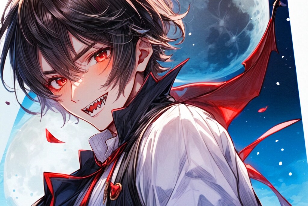 八重歯でドラキュラな、黒髪短髪男性★(4枚)