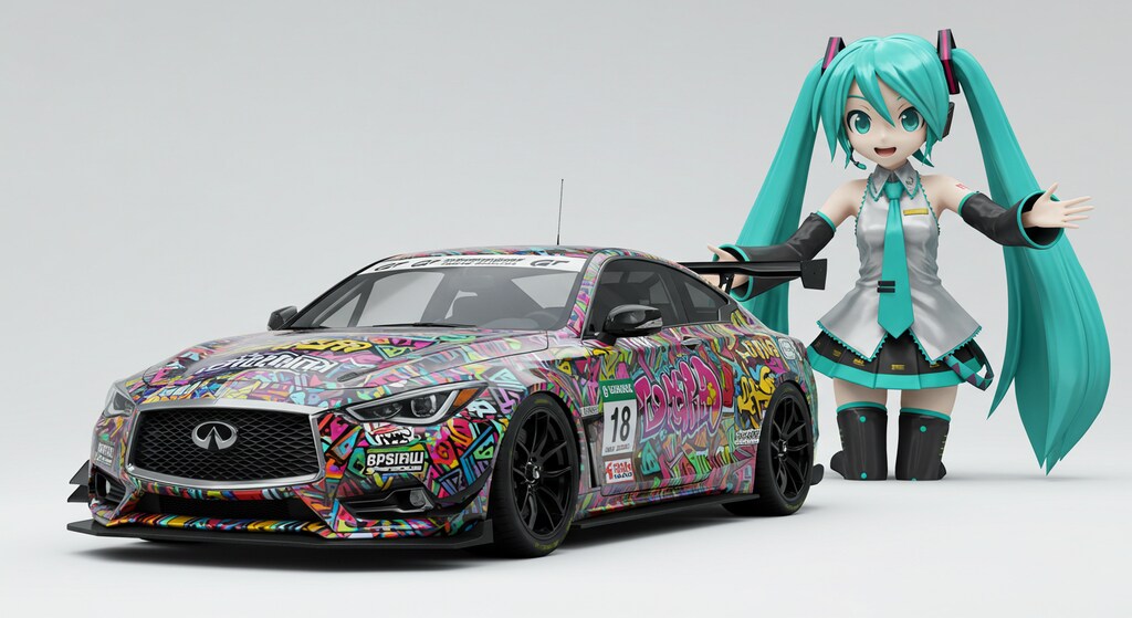 初音ミクとインフィニティクーペ