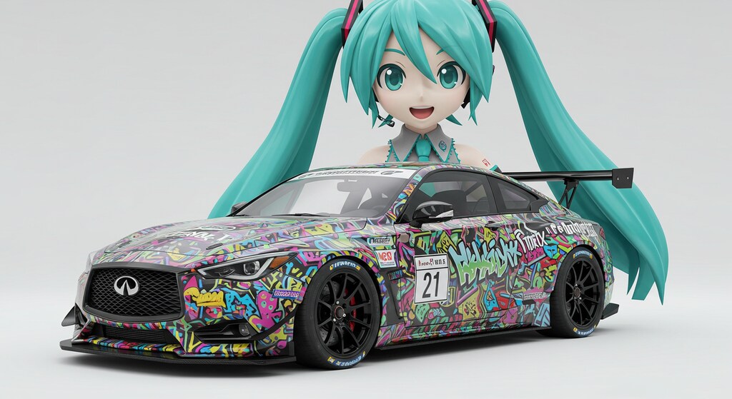 初音ミクとインフィニティクーペ