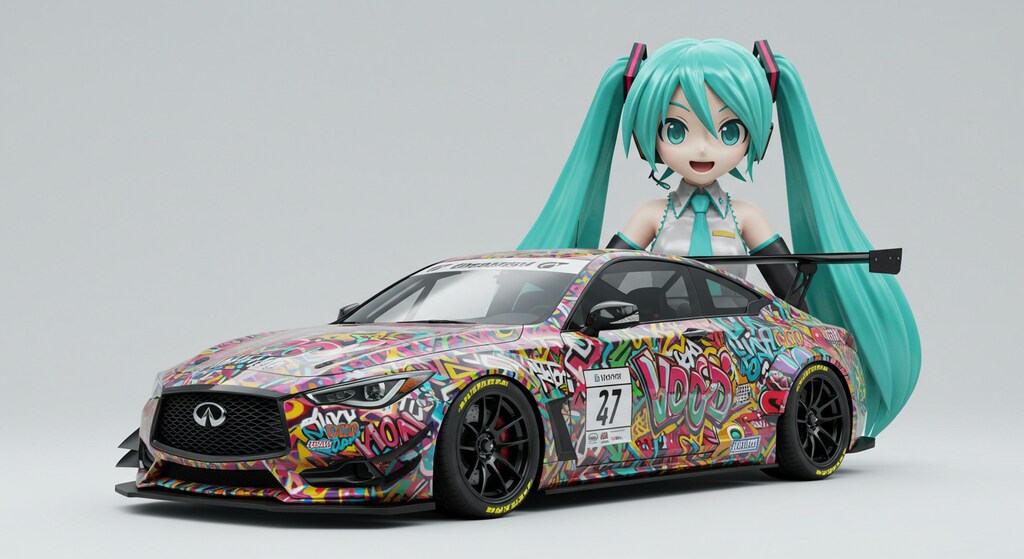 初音ミクとインフィニティクーペ