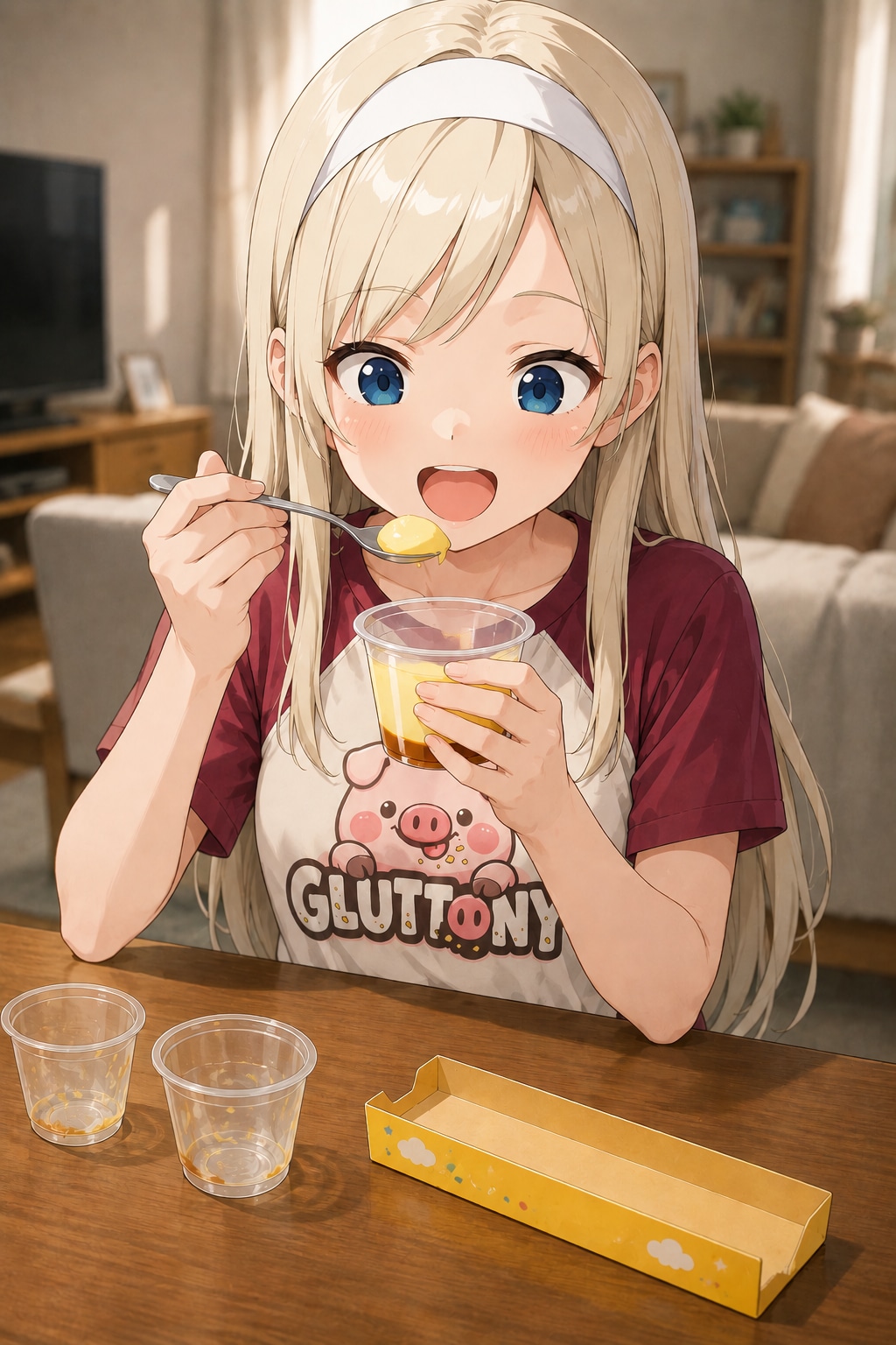 ３連プリンいっき食い💕 | の人気AIイラスト・グラビア
