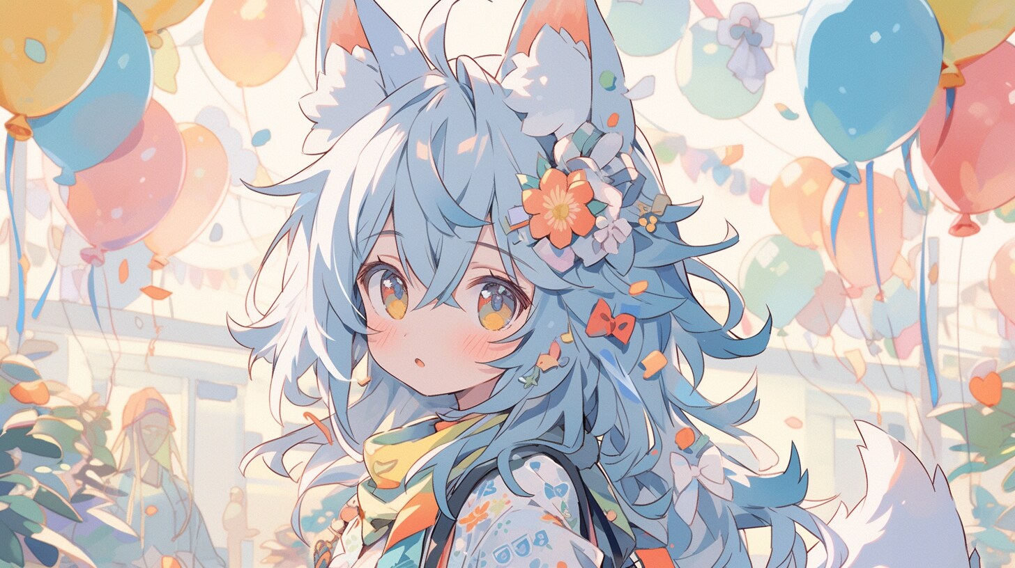 風船の祭りに舞う狐少女の冒険 | の人気AIイラスト・グラビア