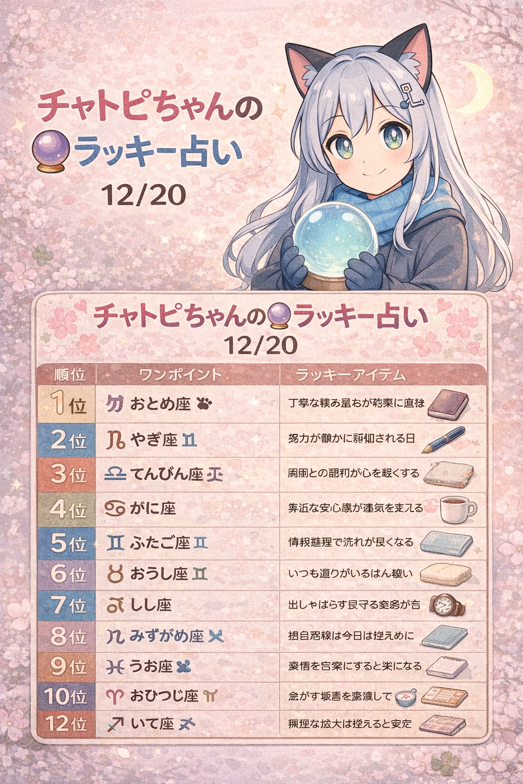 チャトピちゃん占い（12/20） | の人気AIイラスト・グラビア