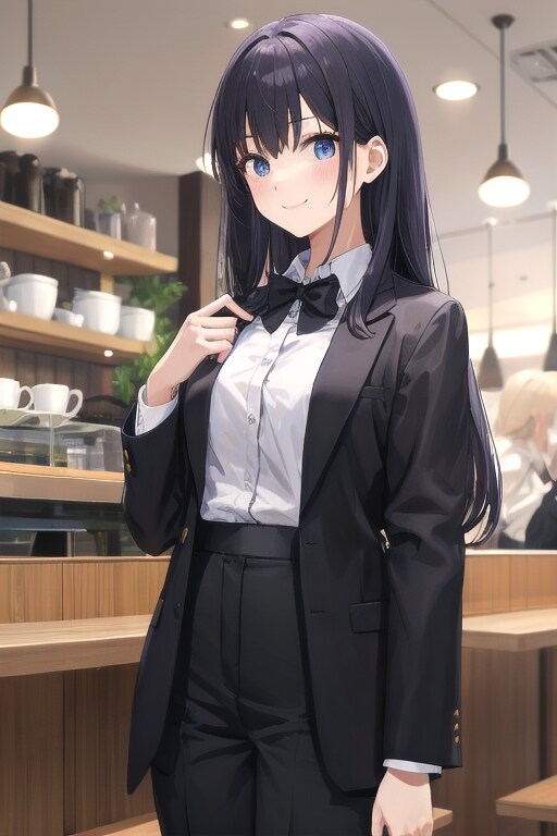タキシード美少女エリカ　カフェで談話中