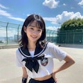 しゃがみセーラー服女子① 2枚目