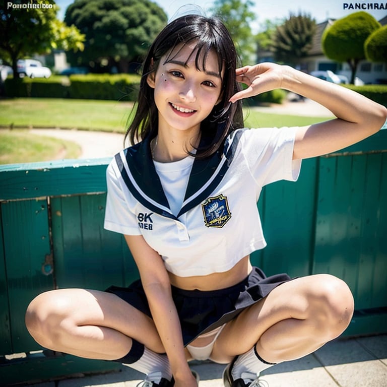 しゃがみセーラー服女子①