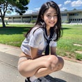 しゃがみセーラー服女子① 10枚目
