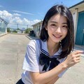 しゃがみセーラー服女子① 4枚目