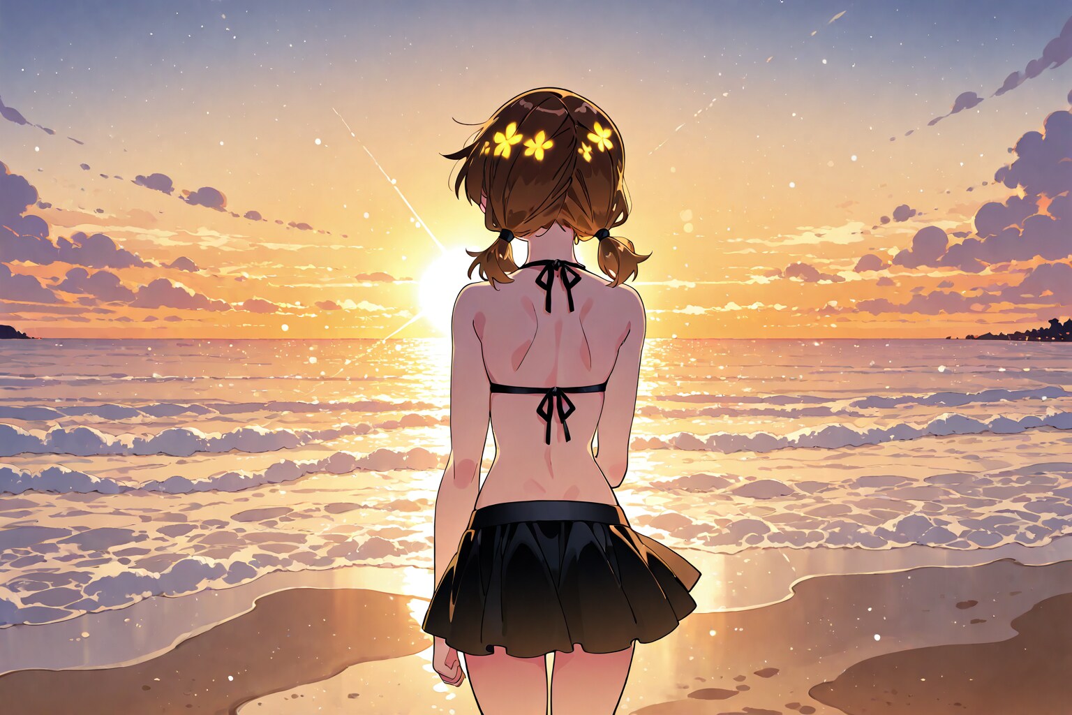 夕日を眺める