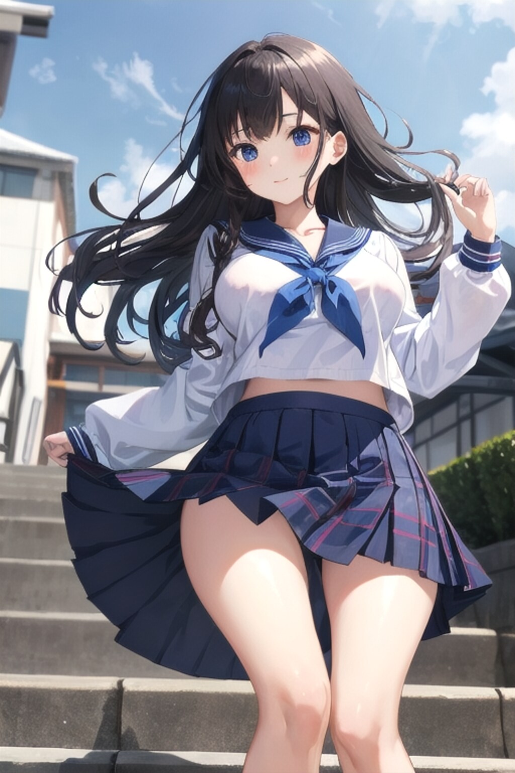 階段を下りる女の子