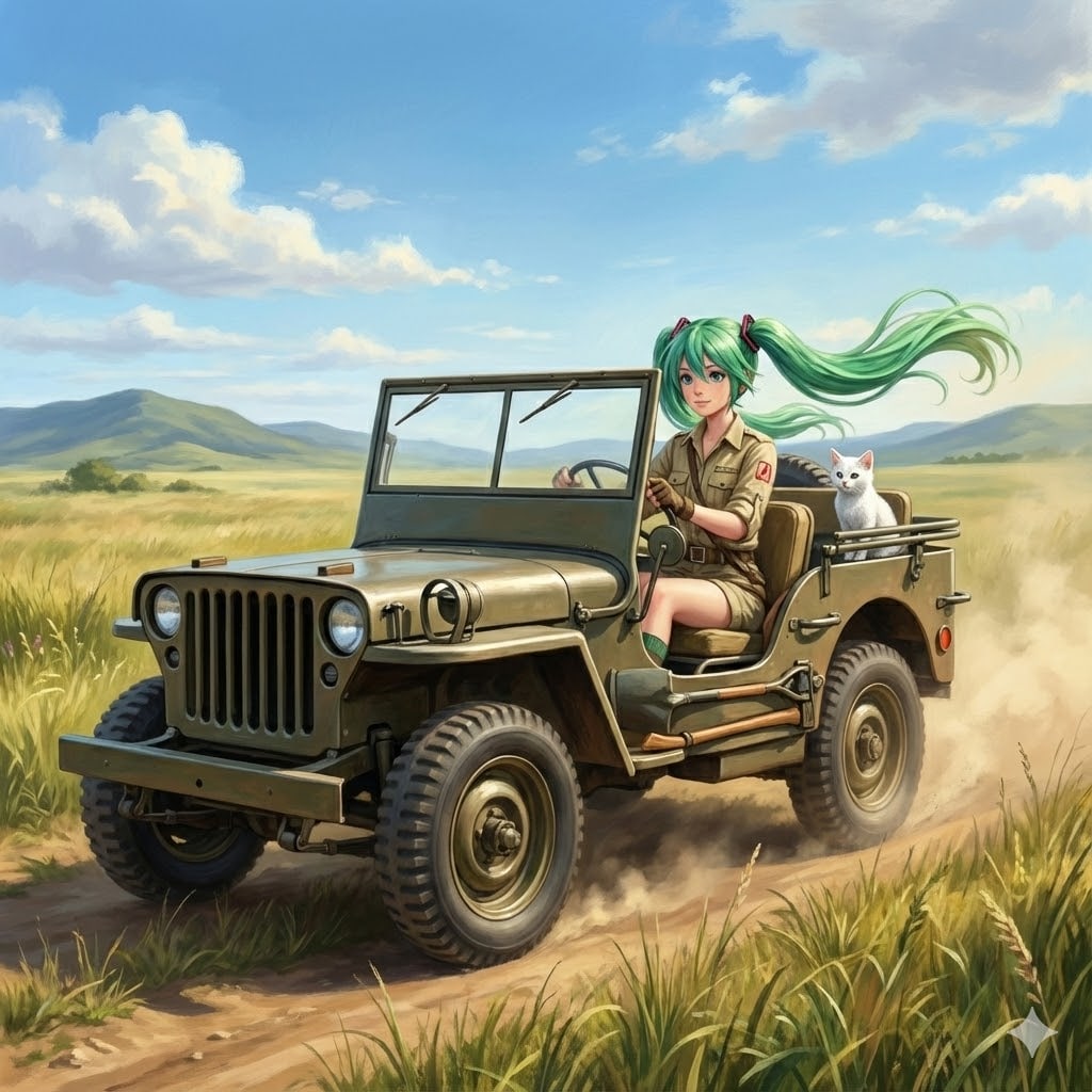 草原をジープで走る | の人気AIイラスト・グラビア