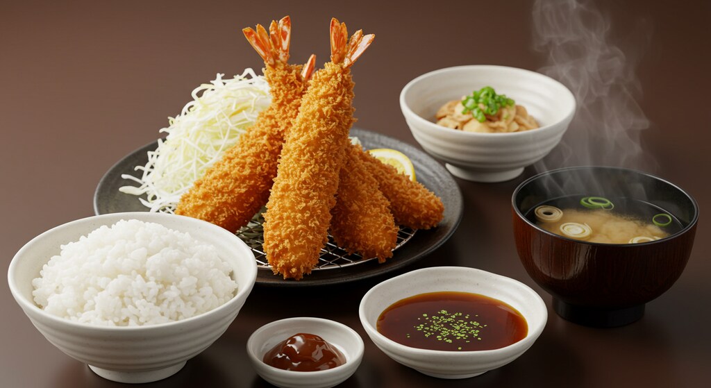深夜食堂のエビフライ定食