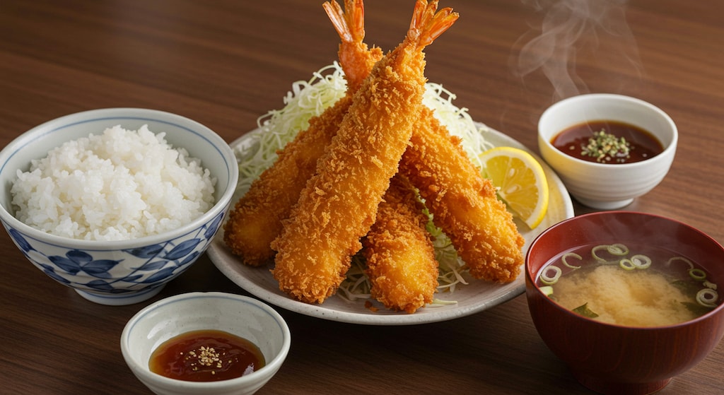 深夜食堂のエビフライ定食